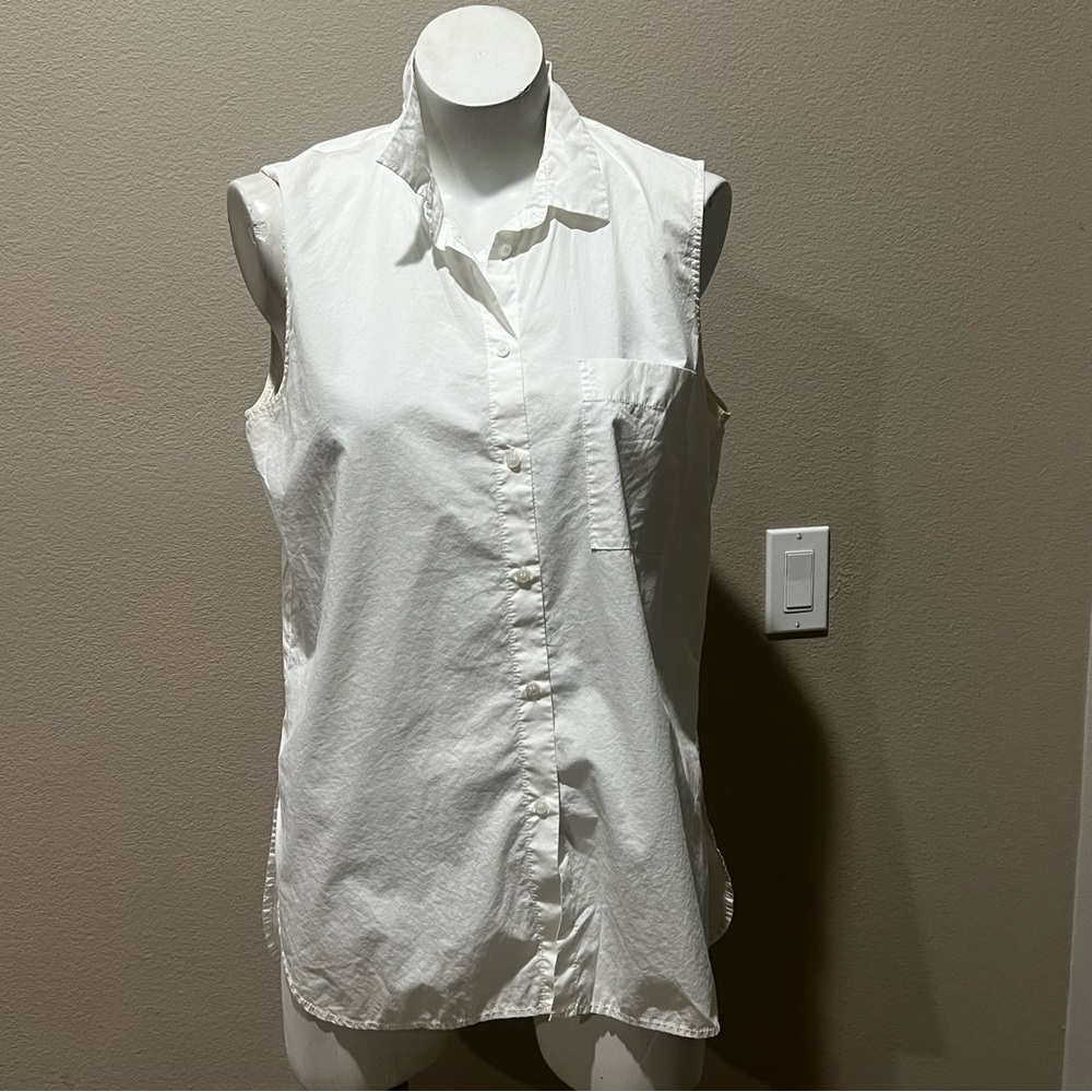 Madewell white sleeveless button up oversized blouse large
